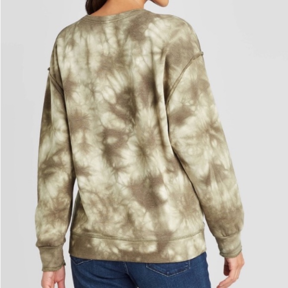 NEW green tie dye ruffle sweatshirt XXL - Picture 2 of 8